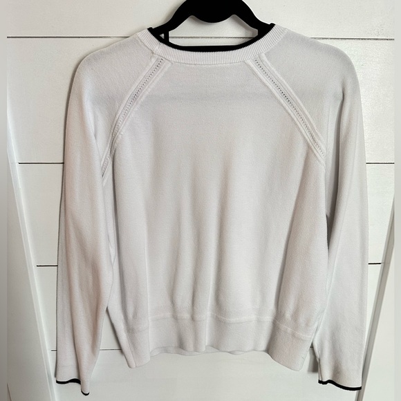 ATHLETA M White north point ribbed black trim cotton blend woman popover tunic - Picture 3 of 13